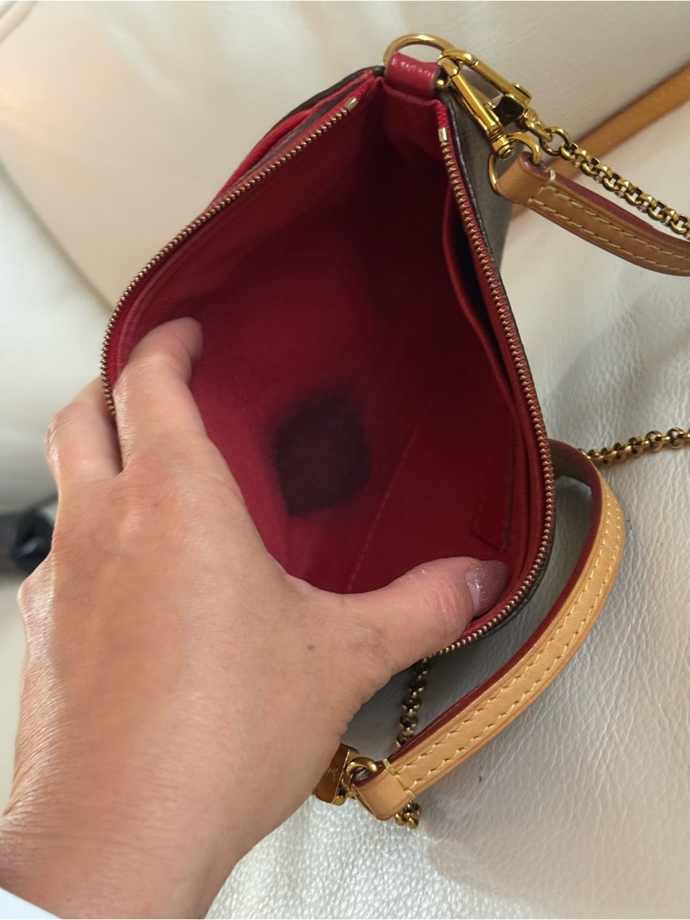 Louis Vuitton Monogram Pallas Pochette Accessoires with Red Trim - Picture 10 of 12